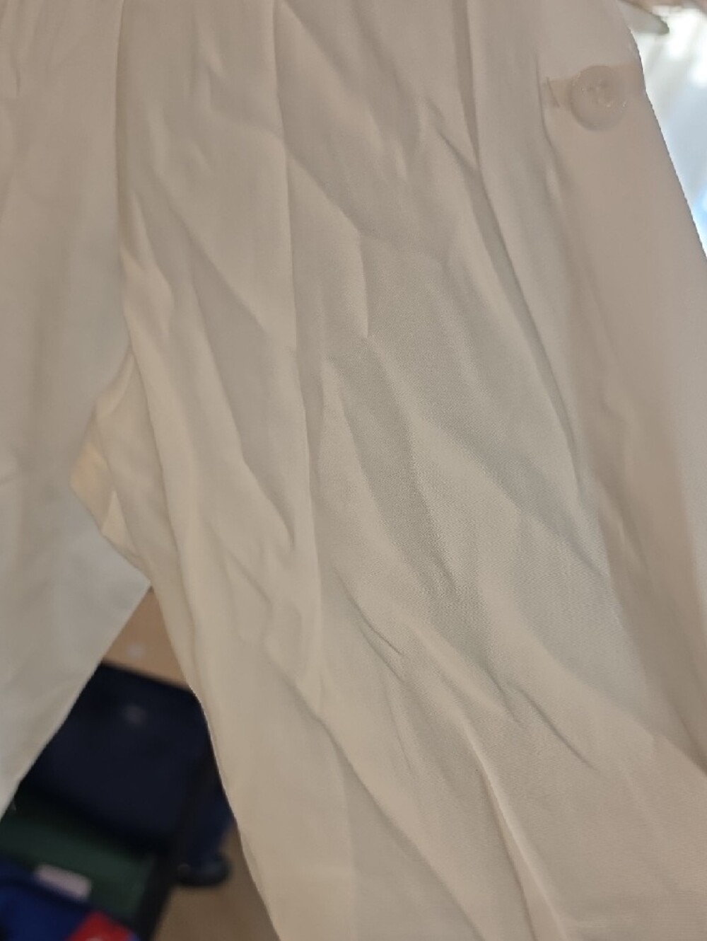 White Button-Down Tunic Dress with Pocket - Picture 4 of 6